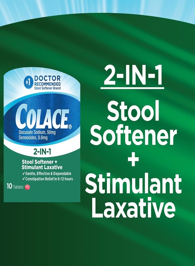 Colace 2-IN-1 Stool Softener & Stimulant Laxative Tablets, 10 Count, Gentle Constipation Relief In 6-12 Hours - Image 3